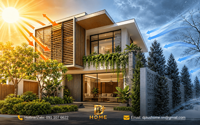 Giải pháp chống nóng hướng Tây và chống gió Đông Bắc