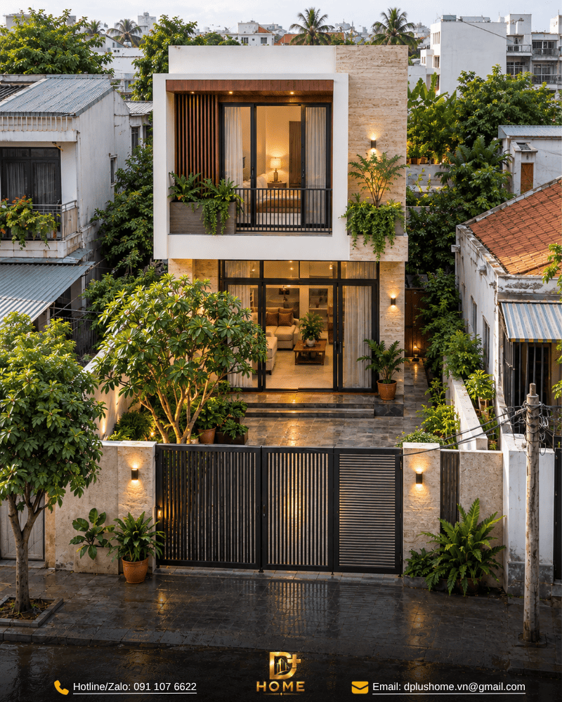 Mẫu nhà ống 5x20m có sân trước và sân sau 01