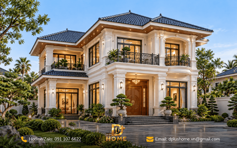 Nhà 2 tầng mái Nhật Tân cổ điển