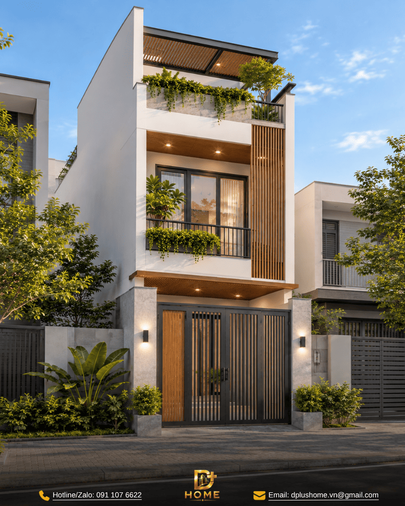 Nhà ống 2 tầng 1 tum 4x20m có khoảng thông thoáng giữa nhà 02