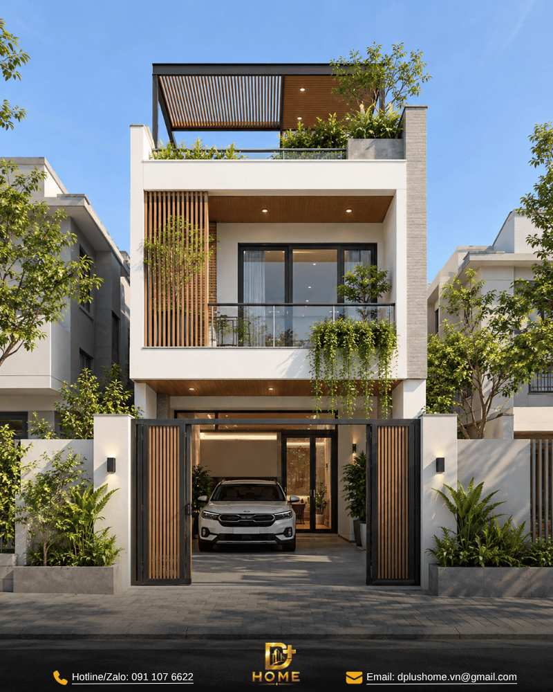 Nhà ống 2 tầng 1 tum 5x20m có chỗ để ô tô 01