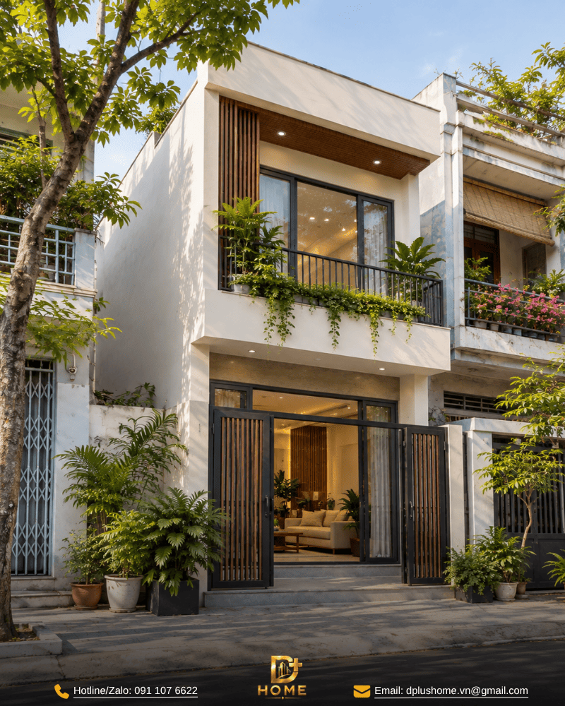 Nhà phố 2 tầng hiện đại mái bằng 02