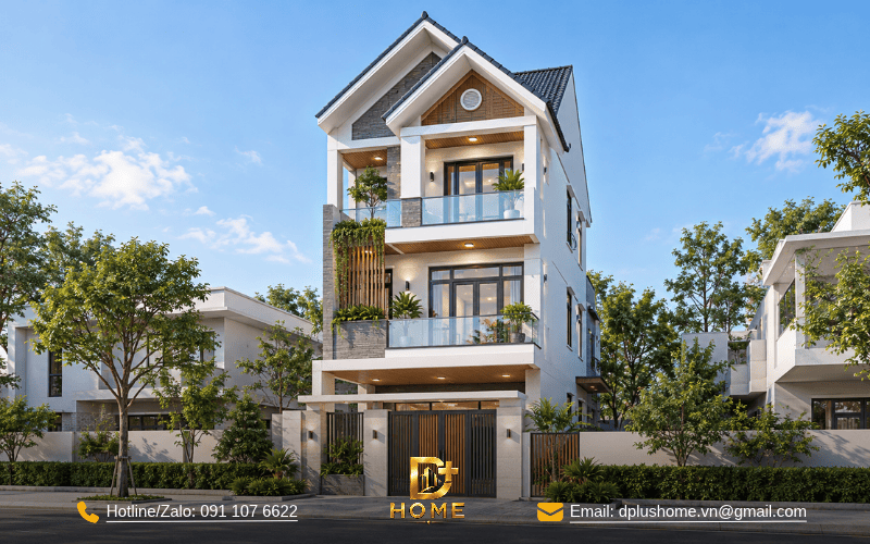 Nhà phố 3 tầng mái Thái Hiện đại