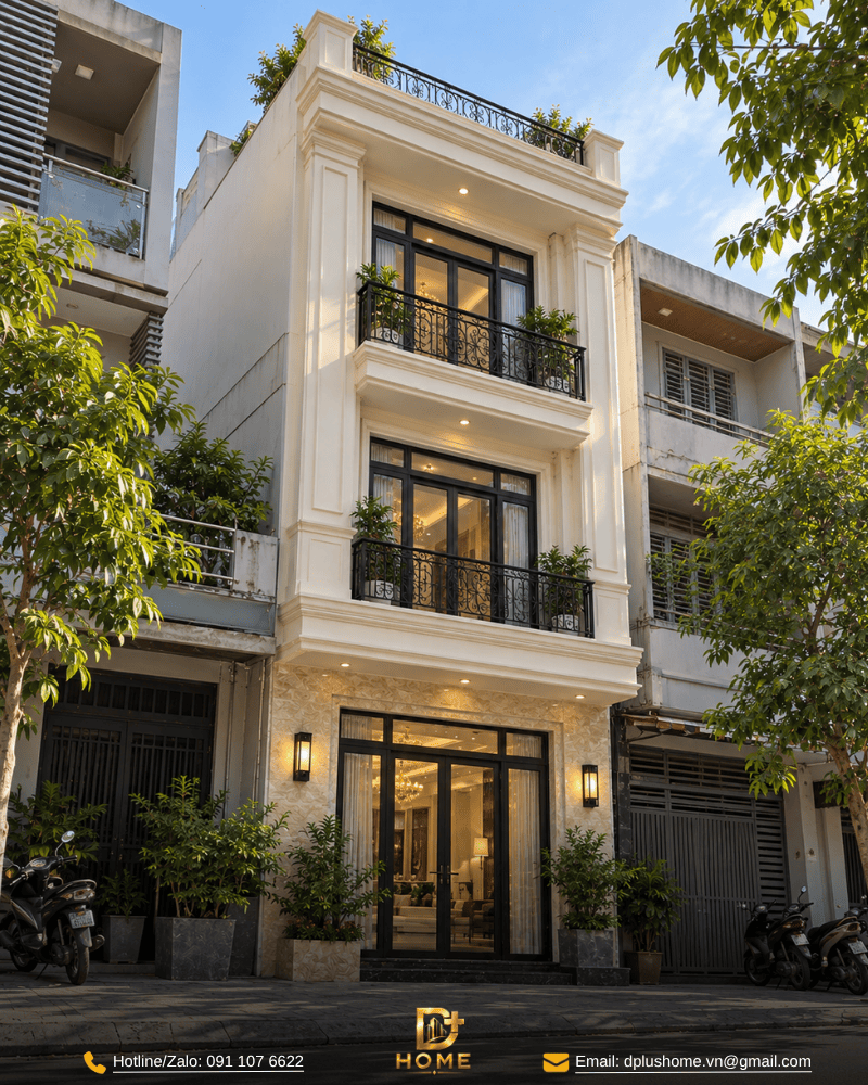 Nhà phố 3 tầng Tân cổ điển tiết chế 01