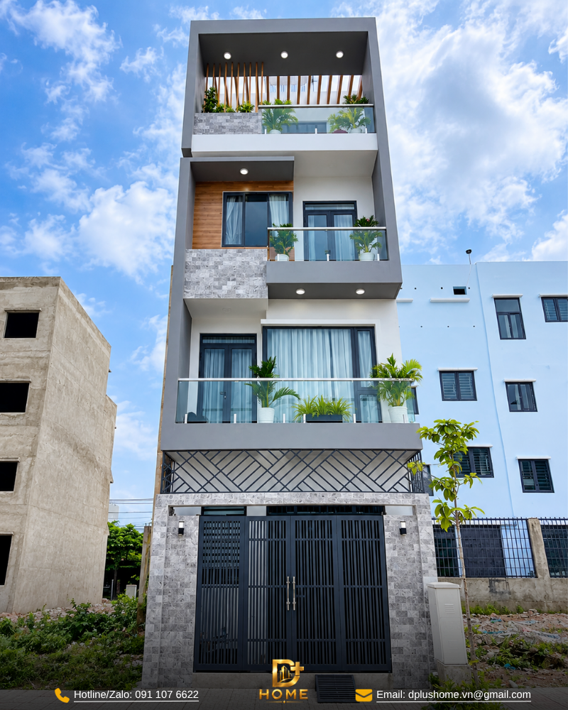 Nhà phố 4 tầng hiện đại 4x15m