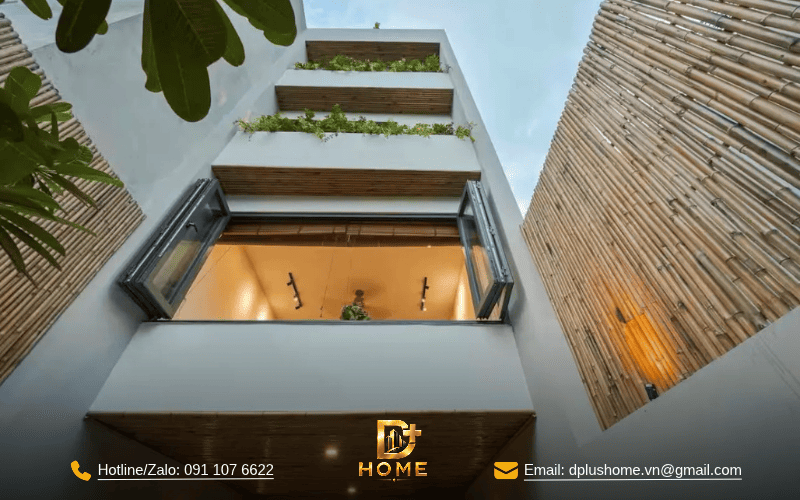 Nhà phố hiện đại không gian mở, tích hợp giếng trời và mảng xanh 1