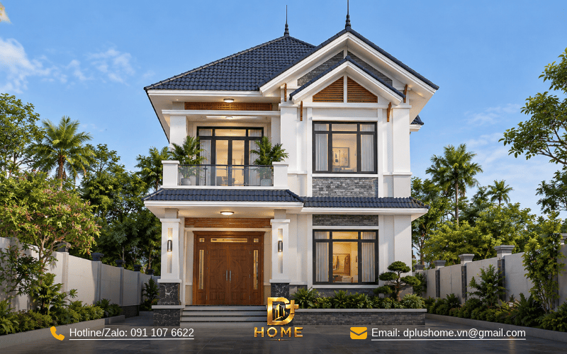 Nhà vuông 2 tầng mái Thái